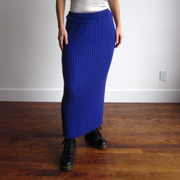 Splend'or - Dark Purple Knit Bodycon Maxi Skirt - Picture 1 of 5